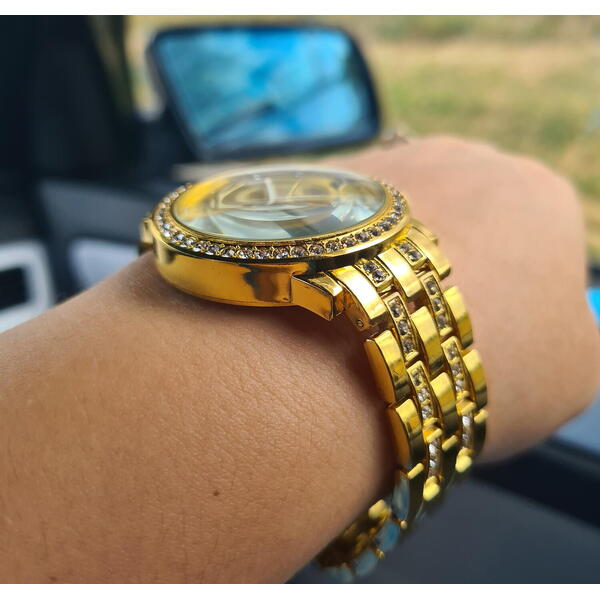 Ceas dama Quartz, Geneva Crystal Auriu