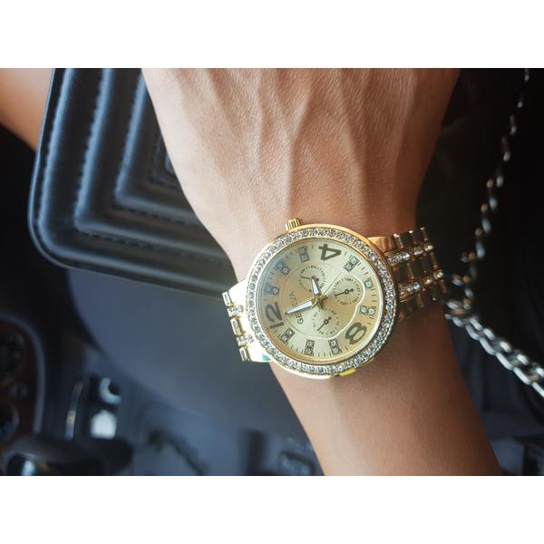 Ceas dama Quartz, Geneva Crystal Auriu