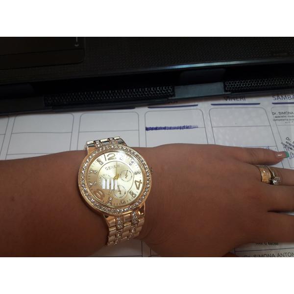 Ceas dama Quartz, Geneva Crystal Auriu