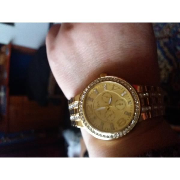 Ceas dama Quartz, Geneva Crystal Auriu
