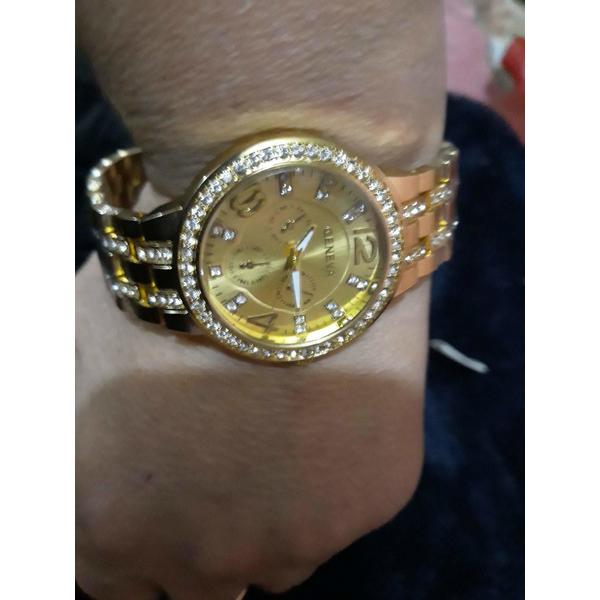 Ceas dama Quartz, Geneva Crystal Auriu