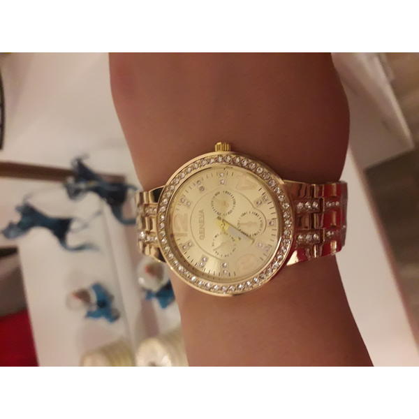Ceas dama Quartz, Geneva Crystal Auriu
