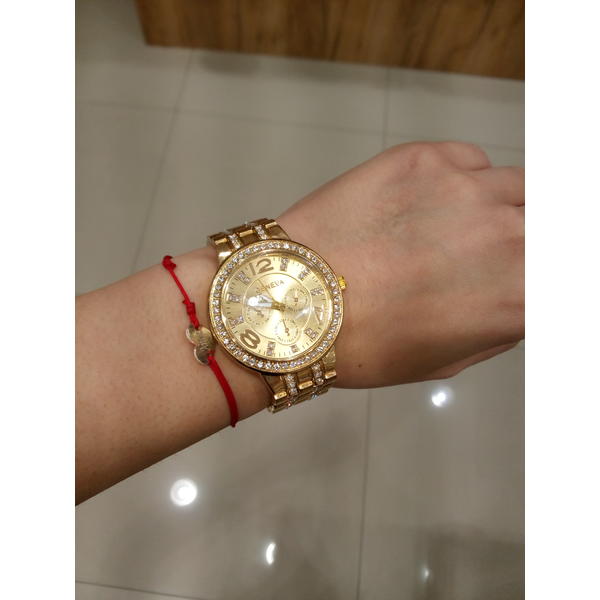 Ceas dama Quartz, Geneva Crystal Auriu