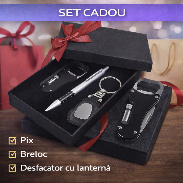 Set EXCELLANC Pix, breloc, desfacator cu mini-lanterna