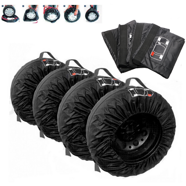 13-16 Inch Set 4 huse pentru anvelope/cauciucuri, cu maner, impermeabil, pentru dimensiunea 13-16