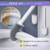 Perie de WC cu cap flexibil, cu suport, prindere pe perete cu sistem banda adeziva inclus