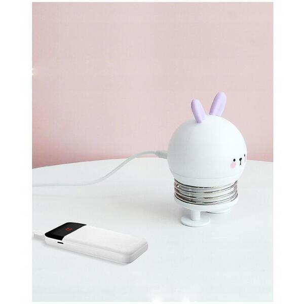 Lampa de noapte, de veghe, pentru copii sau bebelusi, Portabila, Baterie 300mAh, Alb