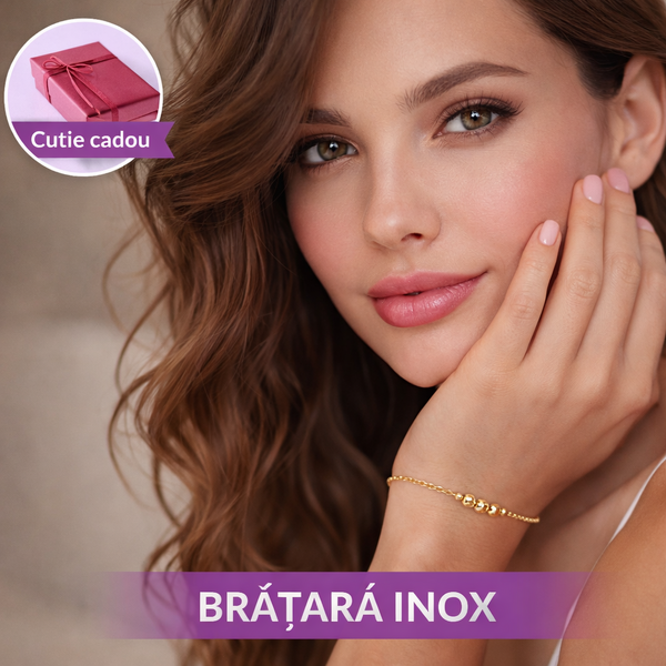 Bratara Inox Cu Margele, Auriu