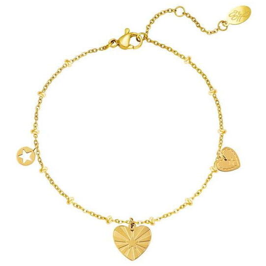 Bratara Inox Heart Coins, Auriu
