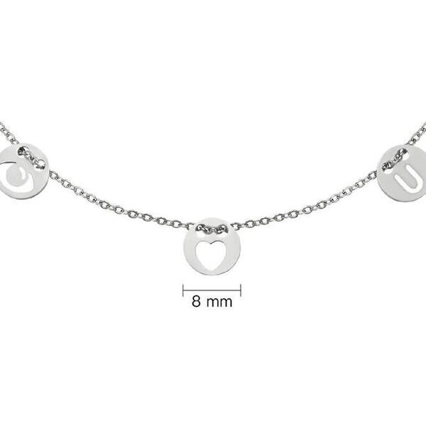 Colier Inox Eye-Love-You, Argintiu