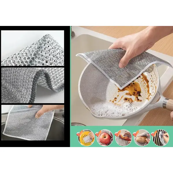Lavete multifuncționale din microfibra metalica, 20x20cm, Set 5 buc