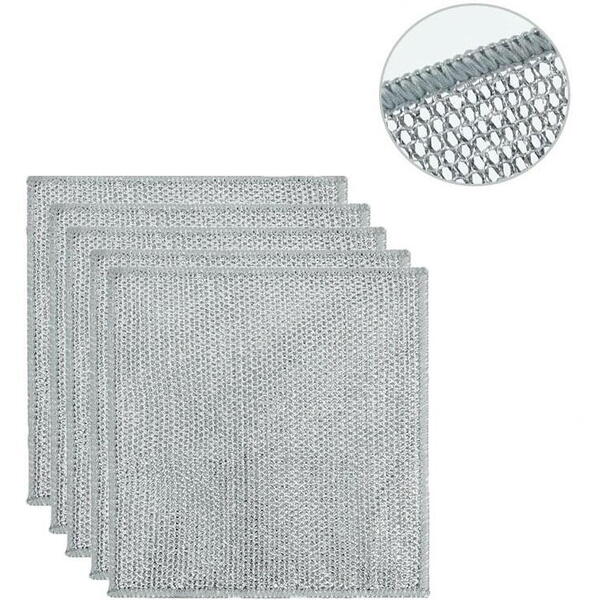 Lavete multifuncționale din microfibra metalica, 20x20cm, Set 5 buc