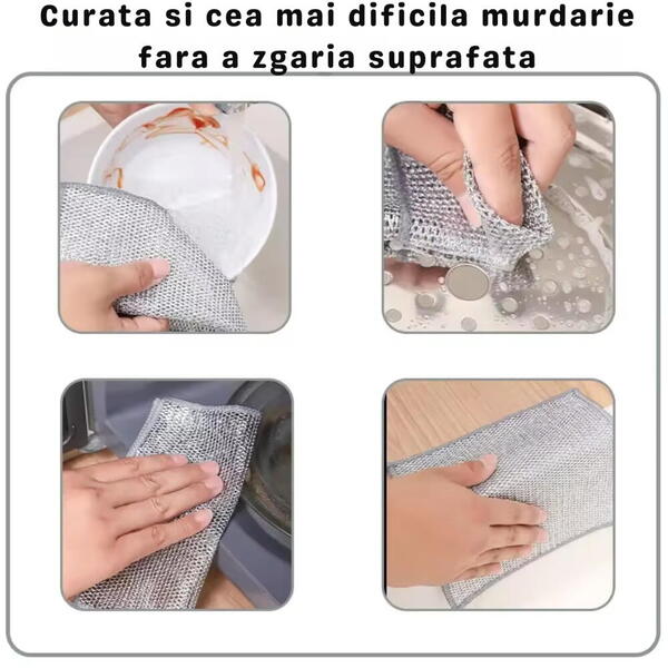 Lavete multifuncționale din microfibra metalica, 20x20cm, Set 5 buc
