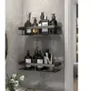 OFERTA 1+1 GRATIS Rafturi pentru baie, rezistente la umiditate, montare usoara, autoadezive, aluminiu, 30 x 13 x 4.7 cm, Negru