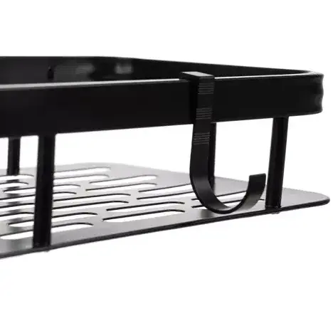 OFERTA 1+1 GRATIS Rafturi pentru baie, rezistente la umiditate, montare usoara, autoadezive, aluminiu, 30 x 13 x 4.7 cm, Negru