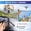 Selfie stick multifunctional, Trepied, Suport pentru telefon, Bluetooth 4.0, telecomanda detasabila, Telescopic, Compatibil iOS/Android, Negru