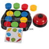 Joc de inteligenta Quick Pucks, 16 discuri, 40 cartonase cu imagini, clopot, 5.2 x 3.2 x 1.5 cm