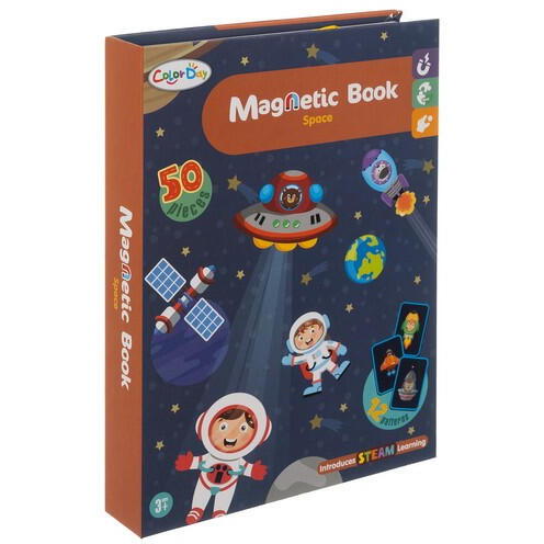 Carte tip Puzzle Magnetic , Set 50 magneti, 6 Cartonase Duble, Tema cosmos