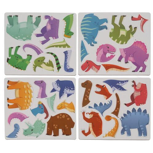 Carte tip Puzzle Magnetic , Set 36 magneti, 6 Cartonase Duble, Tema Dinozauri