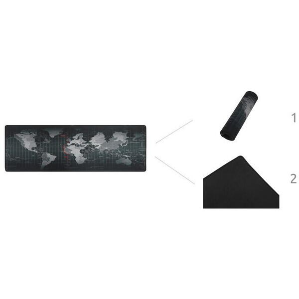 Mousepad gaming/birou, Antiderapant, 880x300 mm, Harta Lumii