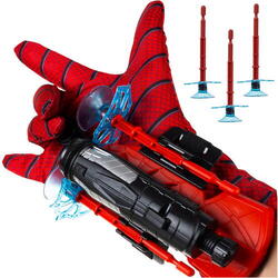 Lansator de Sageti, Manusa lui SpiderMan, din material textil cu lansator si trei sageti, pentru copii