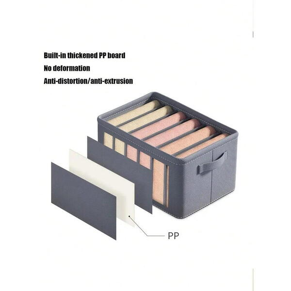 Organizator imbracaminte cu 9 compartimente pentru blugi, pulovere, camasi, 44x30x20 Gri