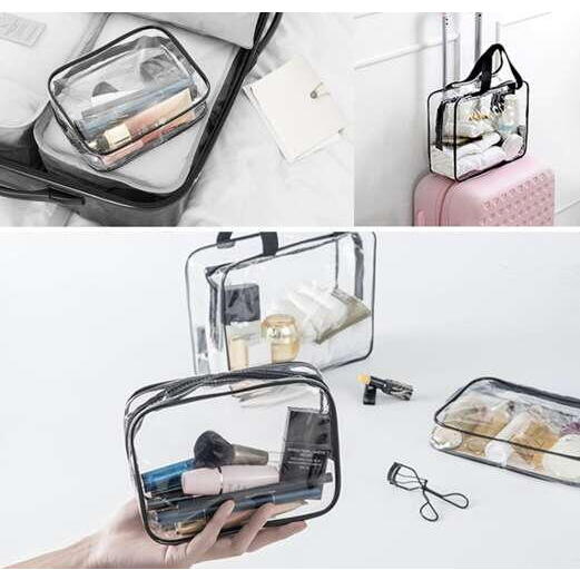 Set 3 organizatoare cosmetice pentru calatorii, multifunctionale, rezistente la apa, Transparent