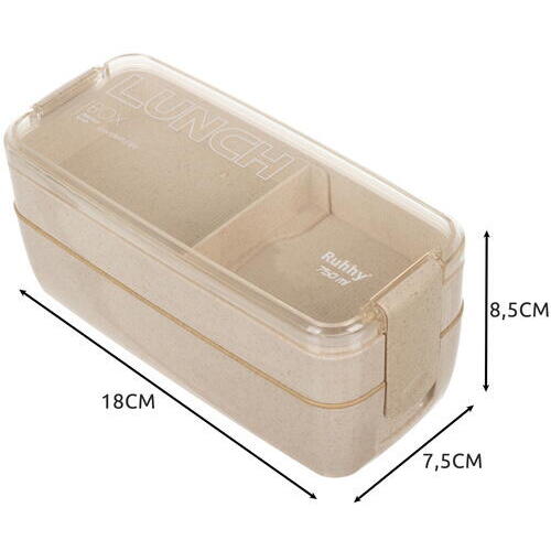 Cutie de pranz alimentara, Lingura si Furculita Incluse, 750 ml, Bej, Din Material Ecologic