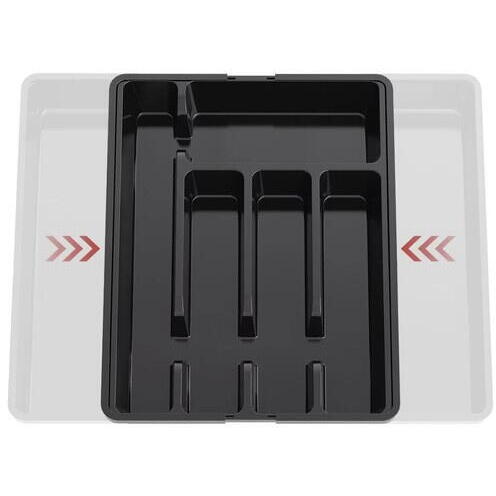 Organizator pentru tacamuri si ustensile de bucatarie, sertar extensibil, suport ajustabil pentru cutite, negru