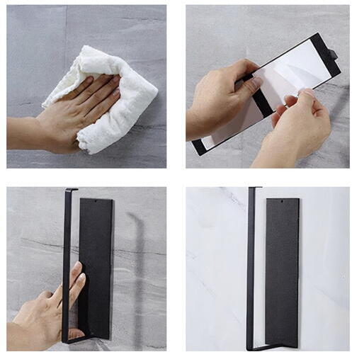 Suport rola prosoape de hartie bucatarie montat pe perete, Din otel inoxidabil, Suport pentru folie de plastic, Suport pentru agatat prosoape, 26 cm, Negru