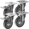 Set 4 roti pivotante industriale cu frana, rotire 360°, argintiu si gri