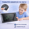 Tableta grafica de desenat pentru copii 10" diagonala, Drawing Tablet, Cu Buton De Stergere, Creion Inclus, Negru