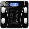 Cantar corporal inteligent, cu diagnostic si termometru, Bluetooth, App pentru fitness, din sticla securizata, LCD, negru