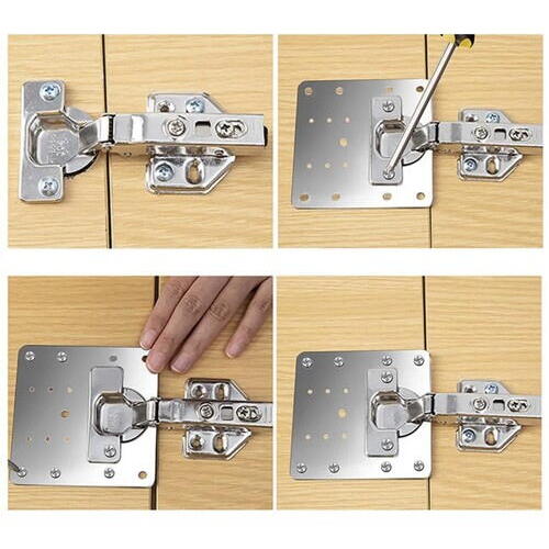 Set 4 bucati suporti de reparare balamale pentru dulap, Otel