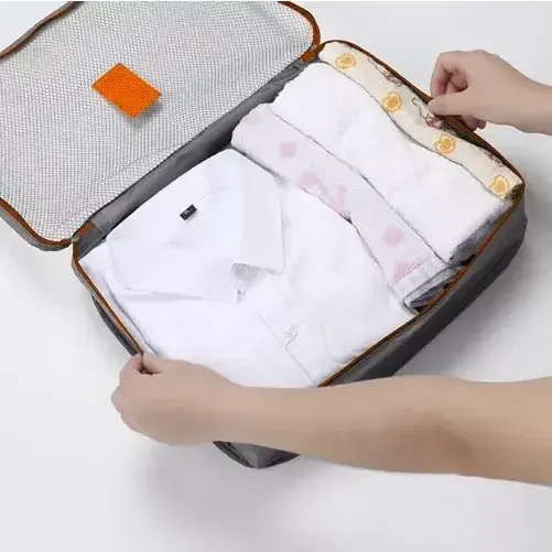 Set 6 genti pentru organizare bagaj, Poliester, Impermeabil
