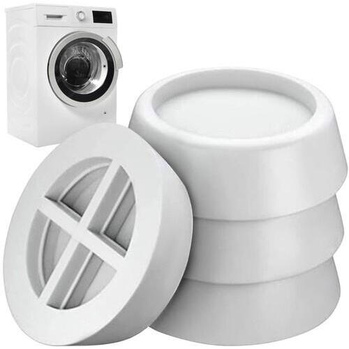 Set 4 suporti amortizare vibratii masina de spalat, frigider, antizgomot, antiderapant, Alb