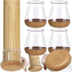 Set 4 protectii picioare mobilier, Anti-derapante, Silicon, Transparente, Rotunde