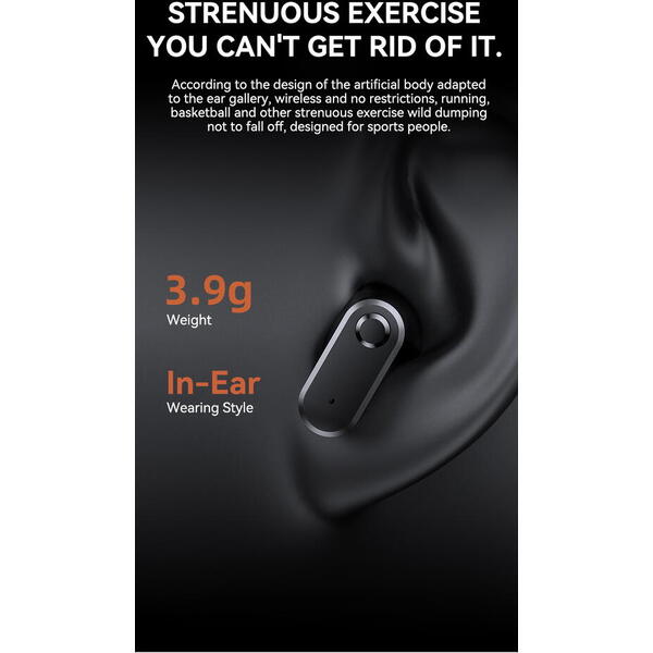 Casti Bluetooth 5.3, Baterie Statie 200mAh, StandBy 180H, Touch pe Casti, Respingere/Raspundere Apel VTS-210, Negru