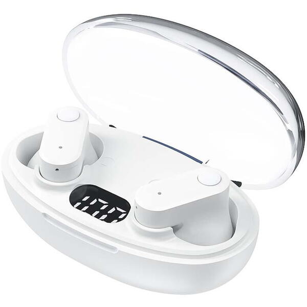 Casti Bluetooth 5.3, Baterie Statie 200mAh, StandBy 180H, Touch pe Casti, Respingere/Raspundere Apel VTS-210, Alb