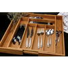 Organizator extensibil tacamuri si ustensile de bucatarie,  Bambus, 6-8 compartimente, Design elegant, 50 x 45.5 x 5 cm