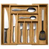 Organizator extensibil tacamuri si ustensile de bucatarie,  Bambus, 6-8 compartimente, Design elegant, 50 x 45.5 x 5 cm
