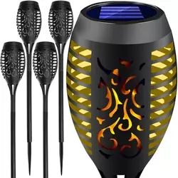 Set 4 Lampi Solare, Autonomie 8 ore, Inaltime 50CM, Rezistenta la intemperii, Design flacara, Clasa de protectie ip65