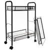 Raft mobil pentru bucatarie sau baie, Organizator, Metalic, 3 rafturi, 2 roti cu blocare, 65 x 25 x 44 x cm, Negru