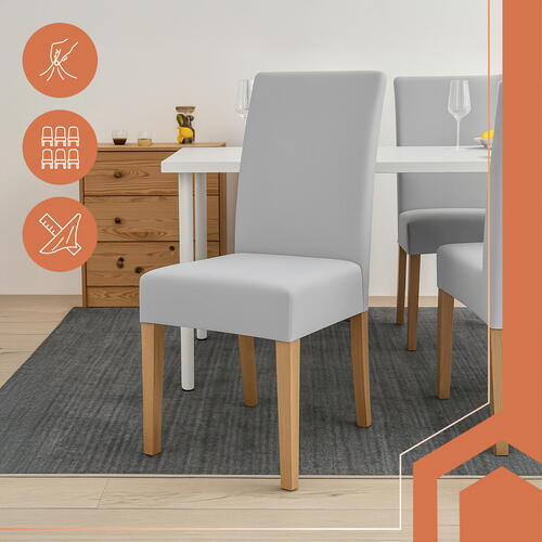 Set 6 Husa Pentru Scaun, 65x40x35 cm, Catifea, Elastic, Protectie Impotriva Murdariei, Spalare La Masina La 30 De Grade, Gri