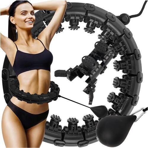 Cerc fitness, Hula Hoop, cu greutate suplimentara detasabila, 24 noduri detasabile, pentru slabire, pentru talie, masaj 360°, file de masaj