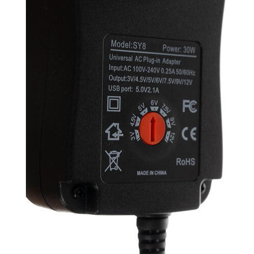 Incarcator universal 30W, 6 capete interschimbabile, 150cm cablu, 3V-12V, USB