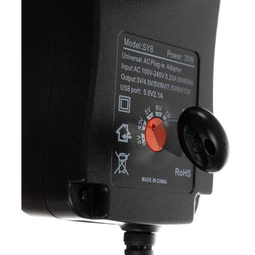Incarcator universal 30W, 6 capete interschimbabile, 150cm cablu, 3V-12V, USB