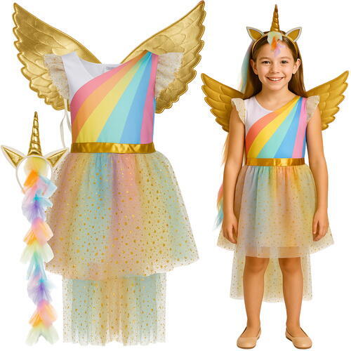 Costum De Halloween Pentru Copii, Unicorn, Marime 130-140, 6-8 Ani, Tinuta Completa, Material Moale, Aspect Atractiv, Universal
