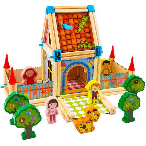 Set constructie din lemn cu 268 piese pentru copii, Micul Arhitect, Educativ si interactiv