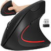 Mouse Ergonomic, Mouse Vertical Wireless Bluetooth (Bt 5.0 + Bt 3.0 + 2.4G), 3 Niveluri De Ajustare Pana La 1200 Dpi, Mouse Wireless Optic Silentios Pentru Laptop/Pc/Mac/Tableta/Ipad (Win/Android/Ios), 6 Butoane